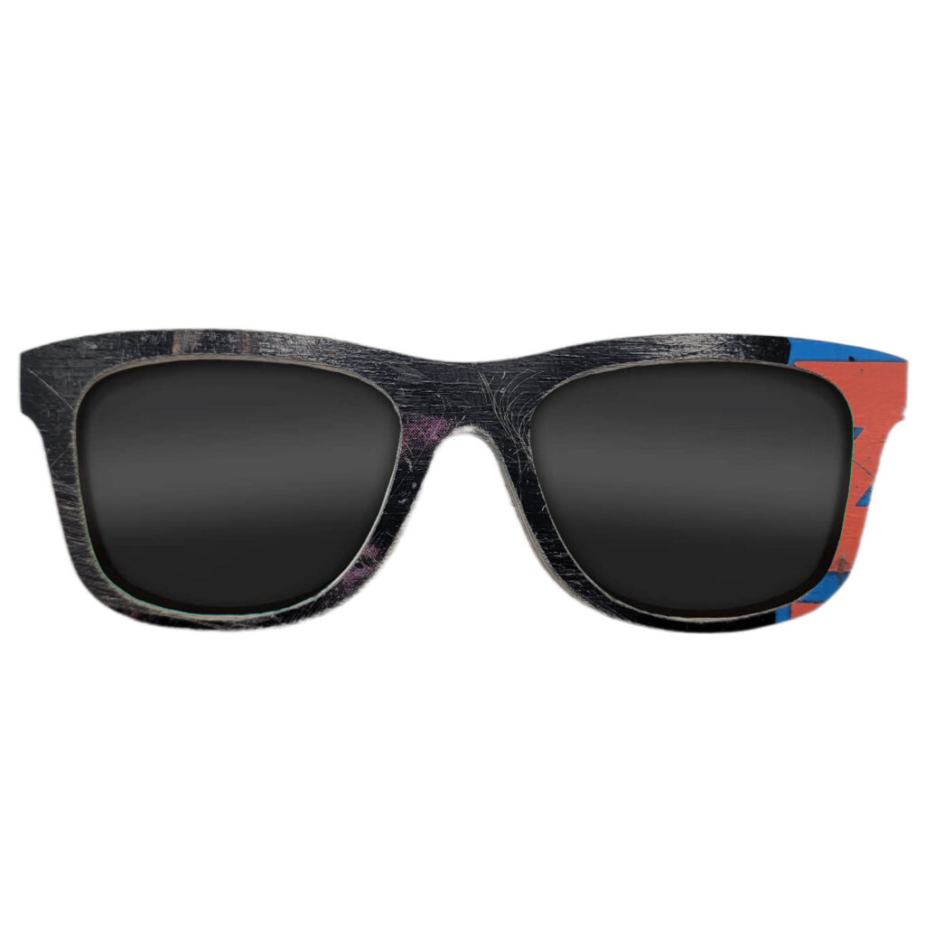 Wayfarer Style Recycled Wooden Skateboard Glasses (Large)