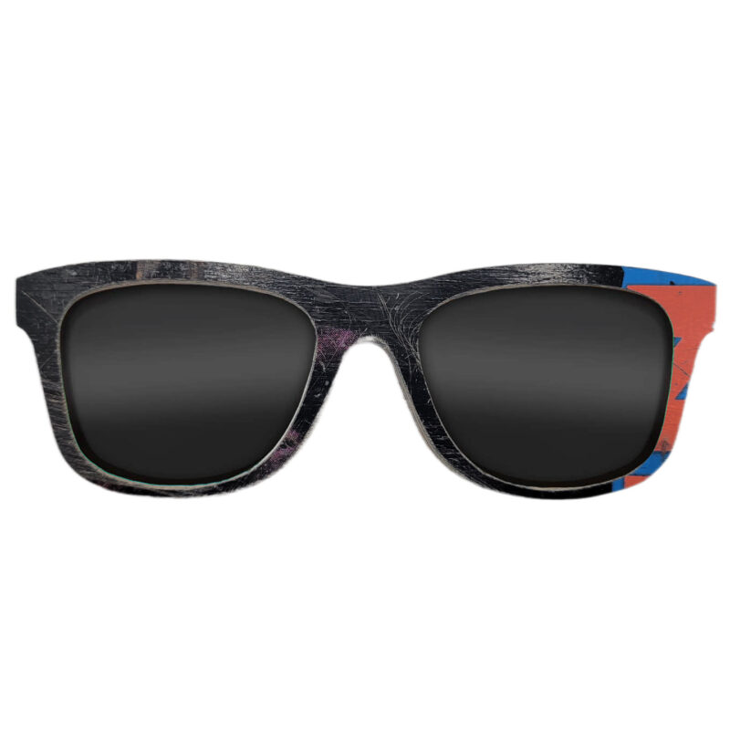 Wayfarer Style Recycled Wooden Skateboard Glasses (Large)