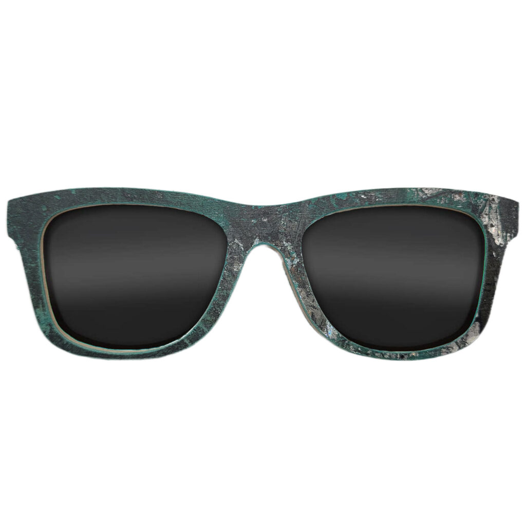 Wayfarer Style Recycled Wooden Skateboard Glasses (Large)