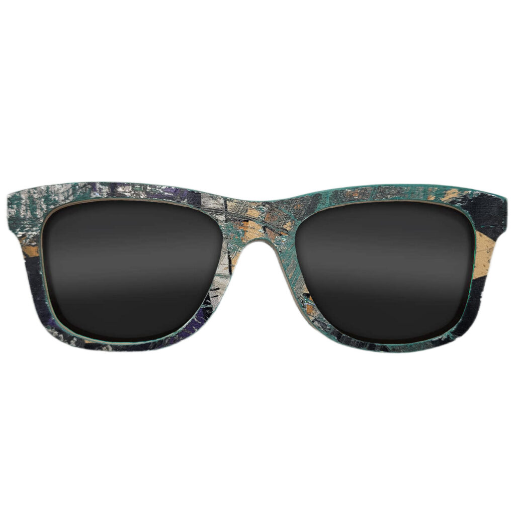 Wayfarer Style Recycled Wooden Skateboard Glasses (Large)