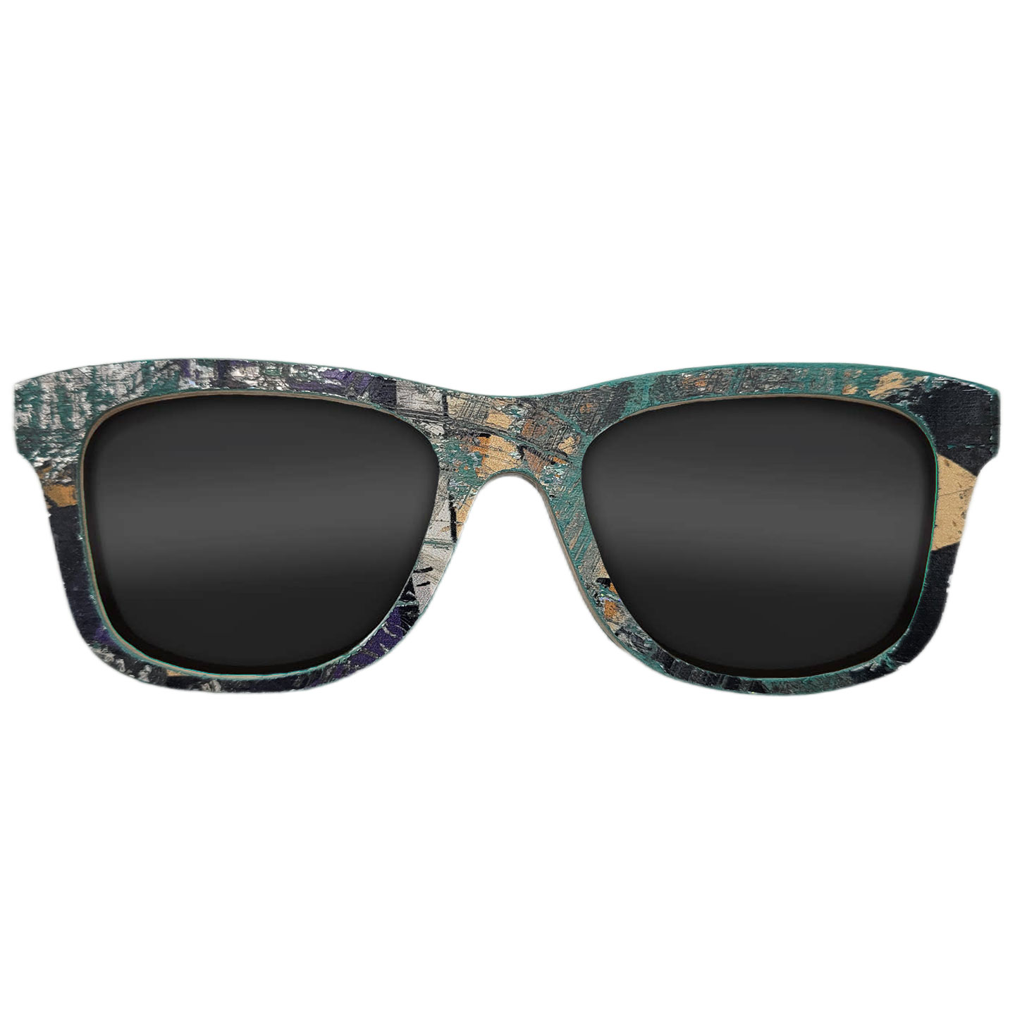 Wayfarer Style Recycled Wooden Skateboard Glasses (Large) - Image 1