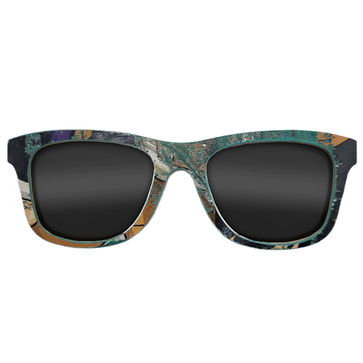 Wayfarer Style Recycled Wooden Skateboard Glasses (Large) - Image 1