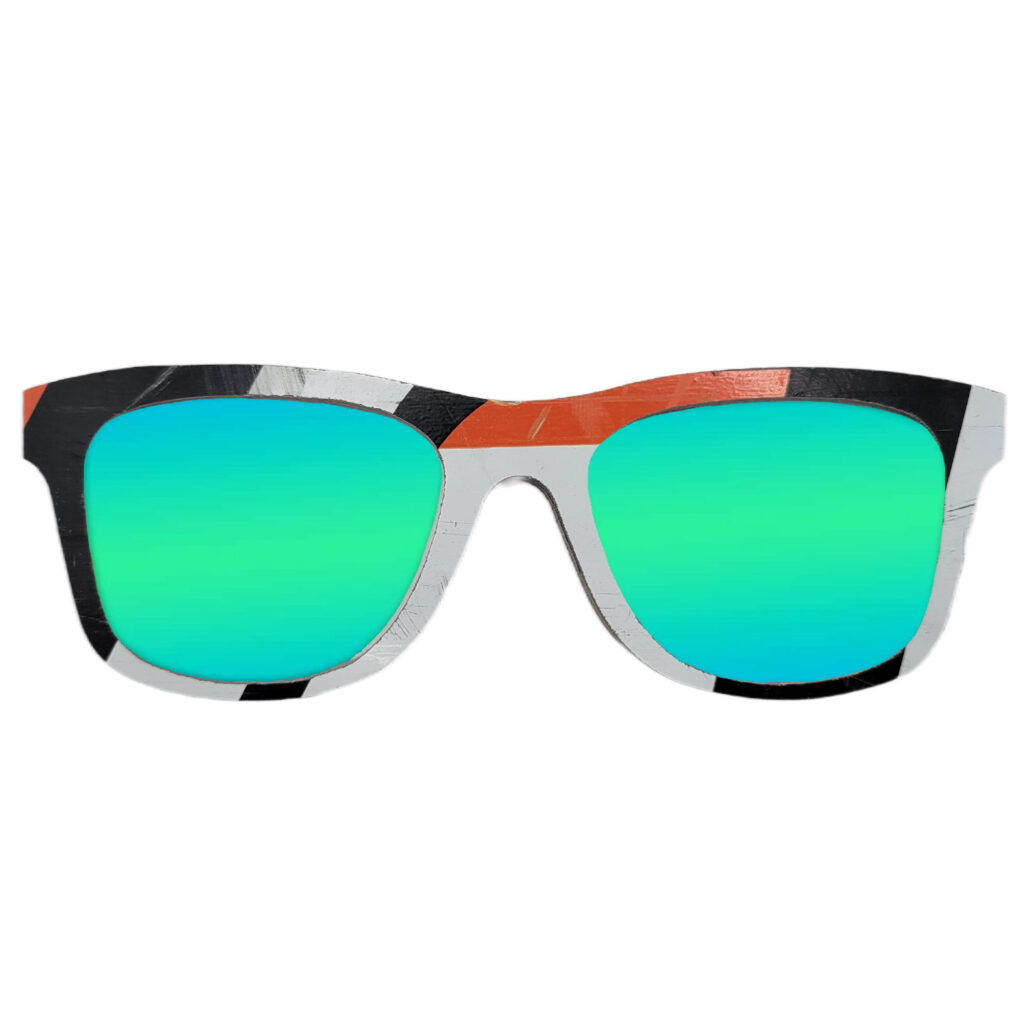 Wayfarer Style Recycled Wooden Skateboard Glasses (Large)