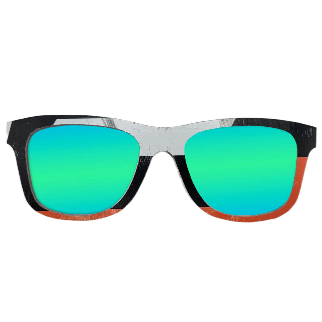Wayfarer Style Recycled Wooden Skateboard Glasses (Large)