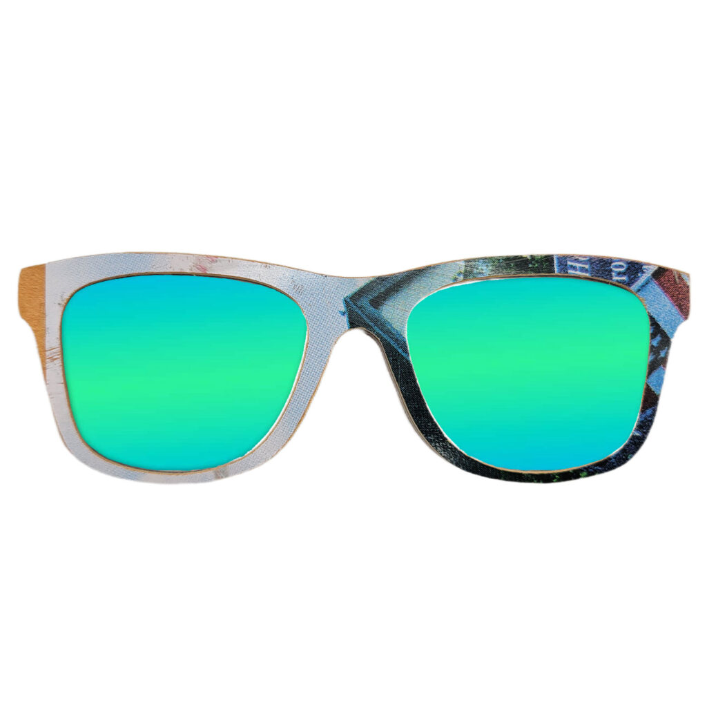 Wayfarer Style Recycled Wooden Skateboard Glasses (Large)