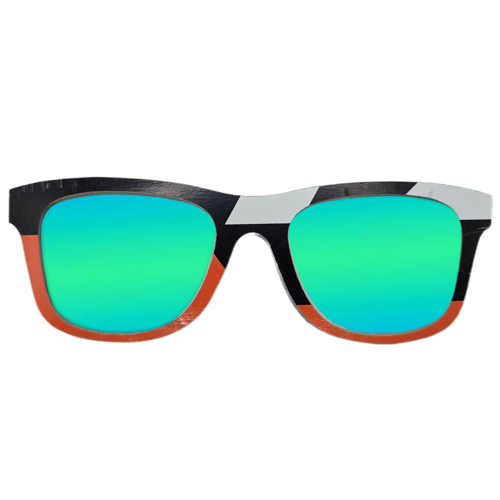 Wayfarer Style Recycled Wooden Skateboard Glasses (Large)