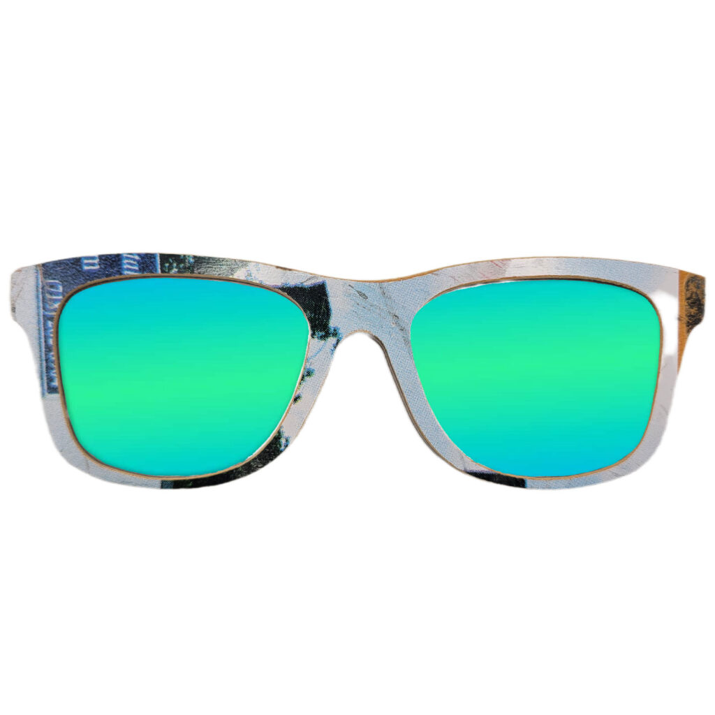 Wayfarer Style Recycled Wooden Skateboard Glasses (Large)