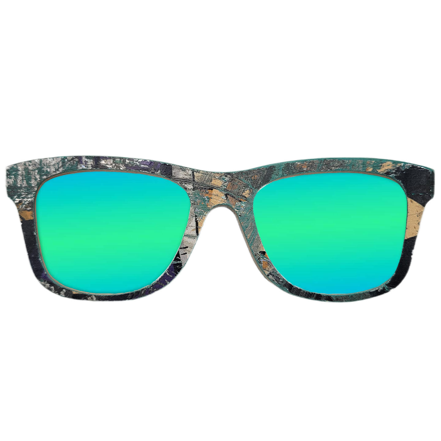 Wayfarer Style Recycled Wooden Skateboard Glasses (Large) - Image 2